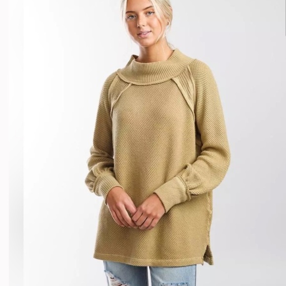 Free People Sweaters - Free People We The Free She’s A Keeper Oversized Raw Seam Sweater Large Beige